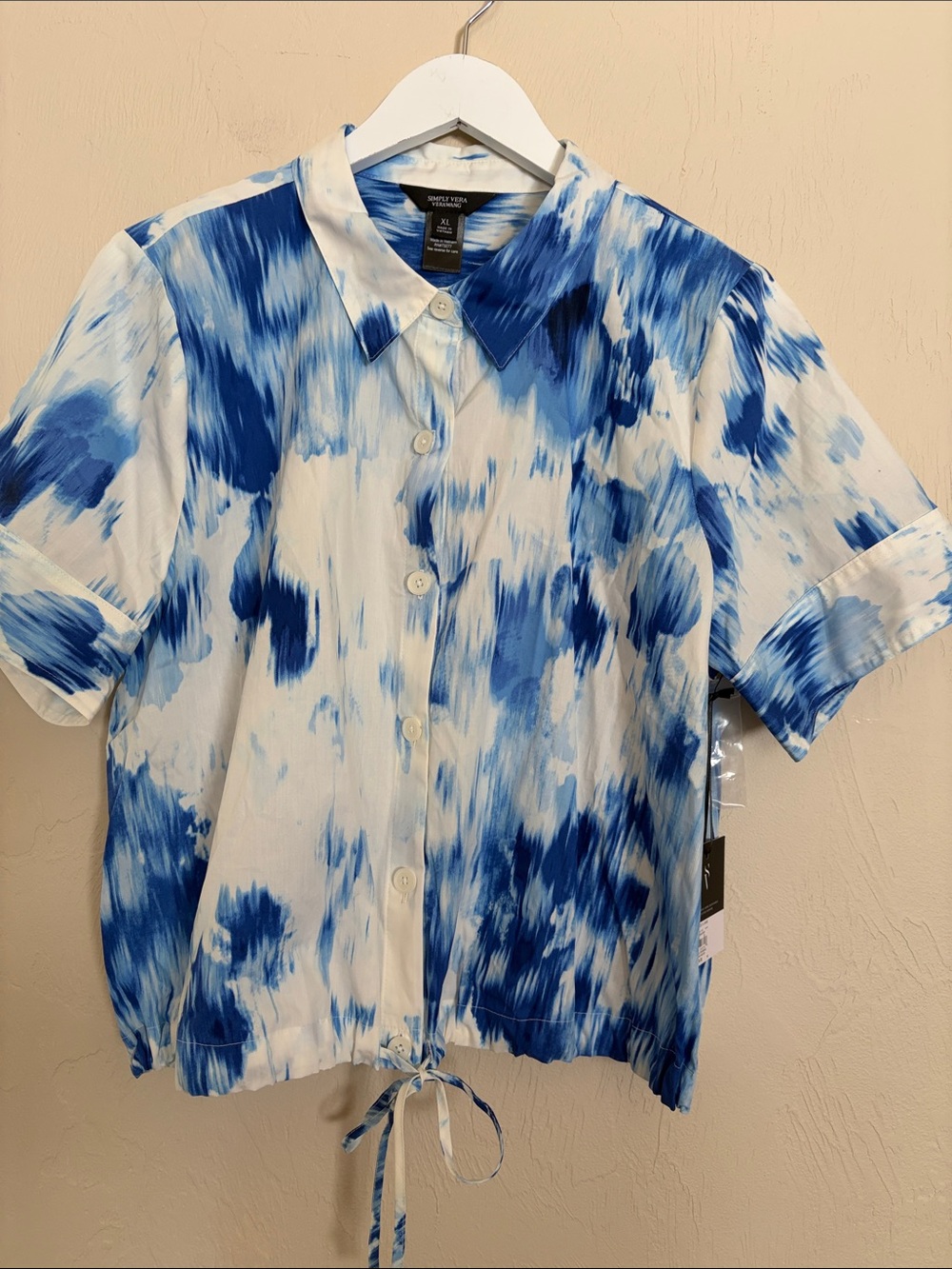Simply Vera Vera Wang Drawcord Woven Button Down Shirt. NWT!